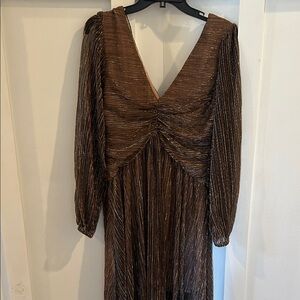 Petal & Pup Shimmering Brown Long Sleeve Dress